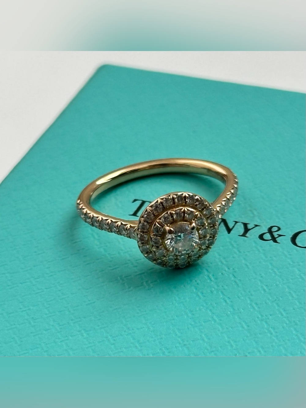 Tiffany & Co. Soleste Rose Gold Double Halo Diamond Engagement Ring 3.5 / 45.5